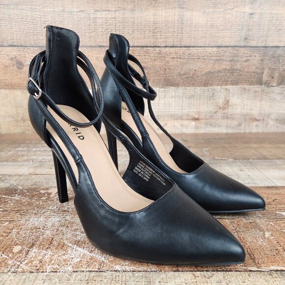Torrid Heels Women's Size 9.5 WW Extra Wide Black Ankle Strap Work Formal Casual - Picture 1 of 10